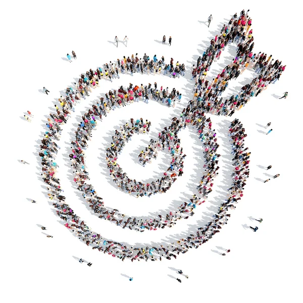 People in the shape of a target with an arrow. — Stock Photo, Image