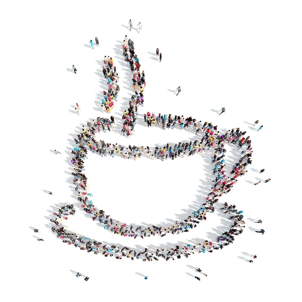 Mensen in de vorm van een koffiekopje. — Stockfoto