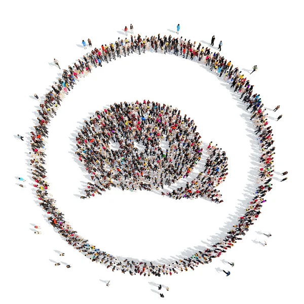 People in the shape of a chat bubble. — Stock Photo, Image