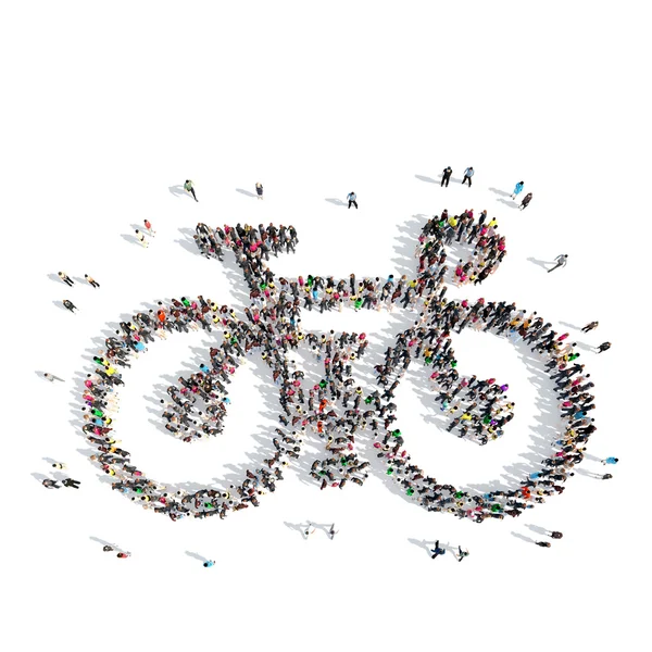 People in the shape of a bicycle. — Stock Photo, Image