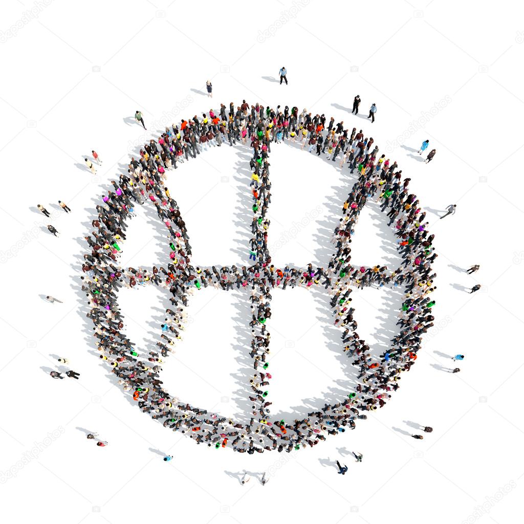 people in the shape of a basketball.