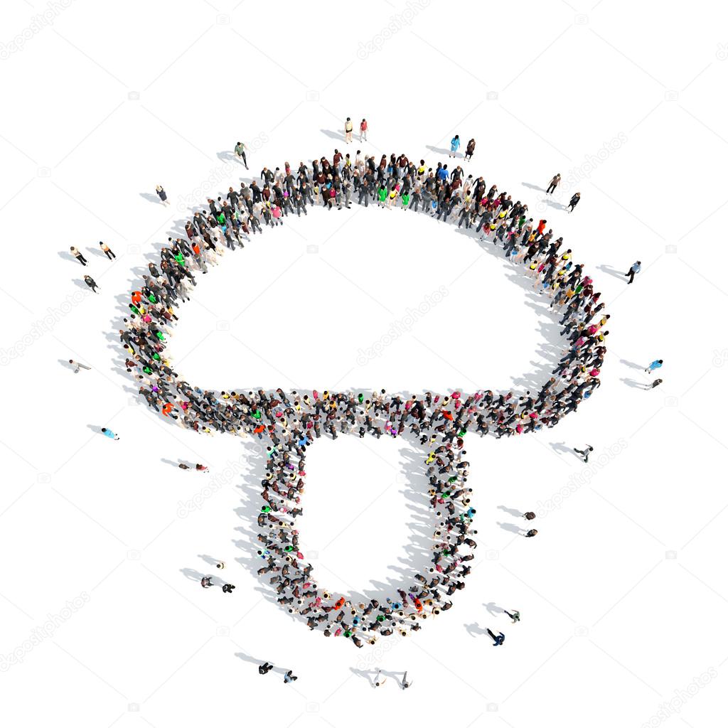 people in the shape of a mushroom.