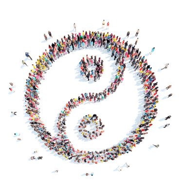 yin yang şeklinde insanlar.