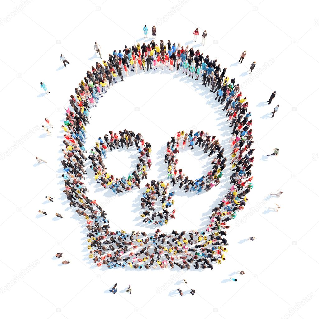 people in the shape of a skull.