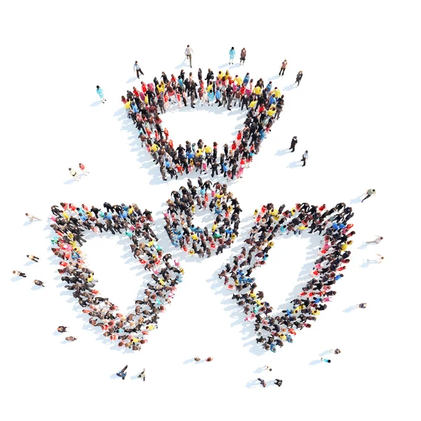 İnsanlar radyasyon işareti şeklinde.