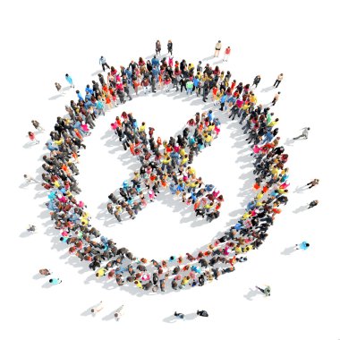 people in the shape of multiplication sign.