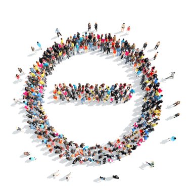 people in the shape of a minus sign.