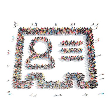 İnsanlar bir rozet şeklinde.