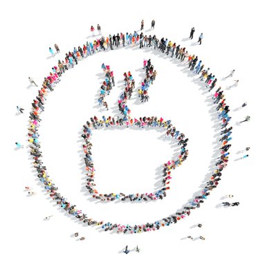 people in the shape of a  coffee.