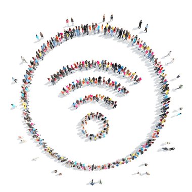 people in the shape of an Wi fi.