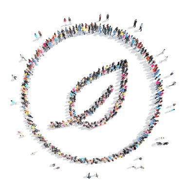 people in the shape of a leaf.