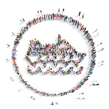 İnsanlar bir gemi şeklinde.