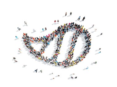 İnsanlar bir kanat şeklinde.