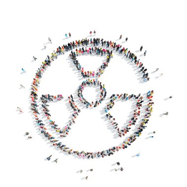 İnsanlar radyasyon işareti şeklinde.