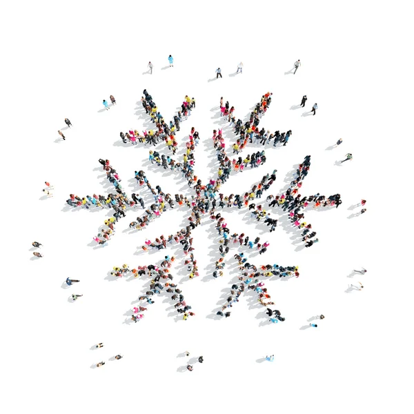 Des gens en forme de flocons de neige . — Photo