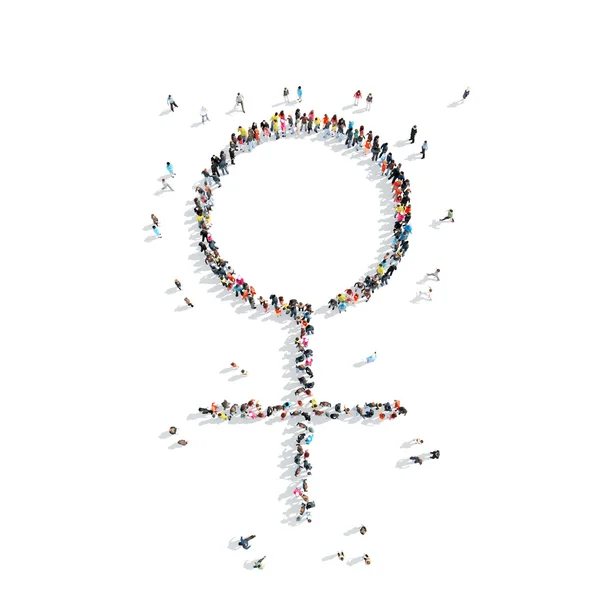 People in the shape of feminine sign. — Stock Photo, Image