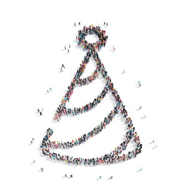 insanlar Noel ağacı şeklinde