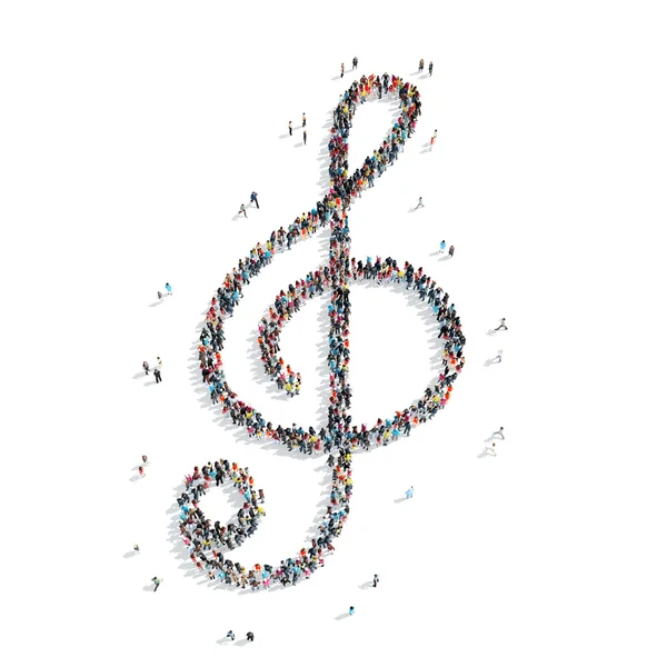 음자리표, 음악의 형태로 사람들 — 스톡 사진