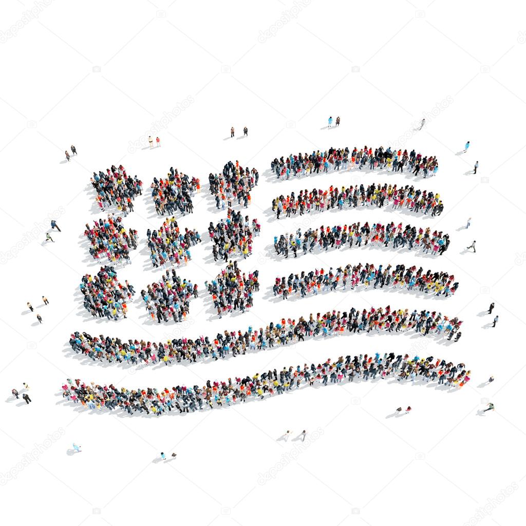 people in the shape of an American flag