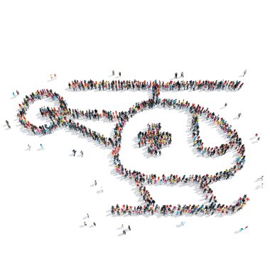 insanlar bir helikopter, ilaç şeklinde