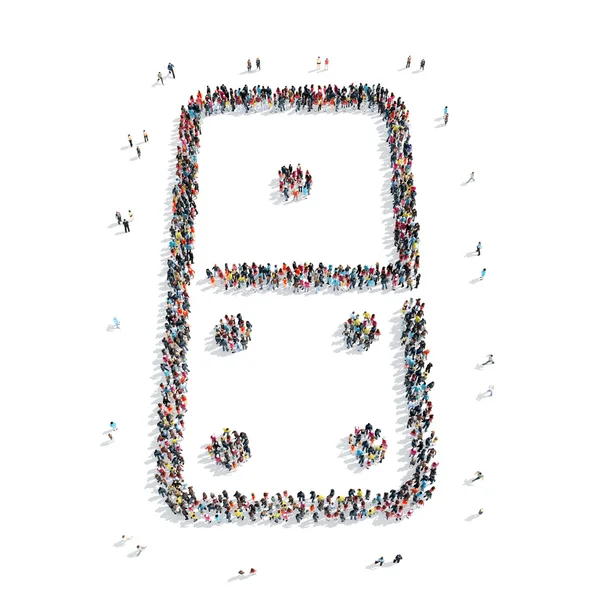 Group  people  shape  domino — Stock Photo, Image