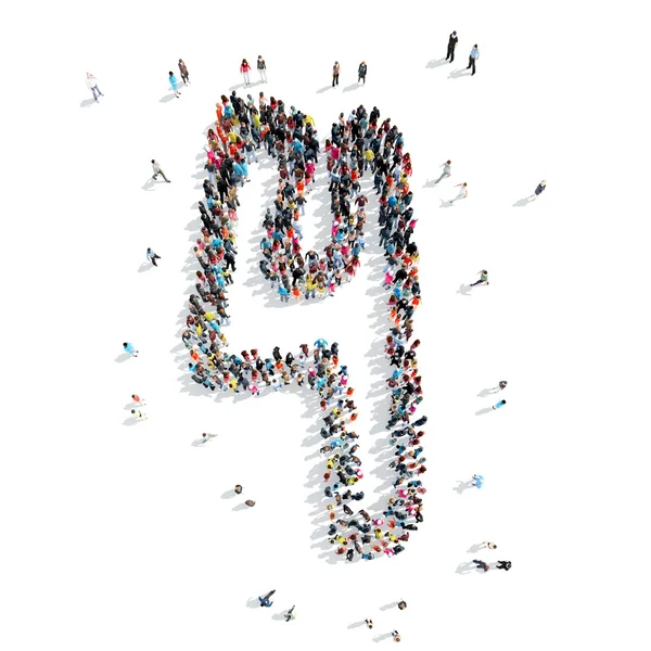 People in the shape of a figure four, cartoon — Stock Photo, Image