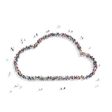 insanlar bulutlar şeklinde.