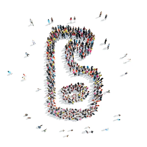 People in the shape of number six, cartoon — Stock Photo, Image