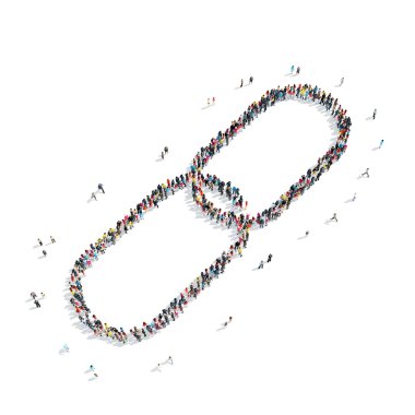 Grup insanlar şekil halka zincirler