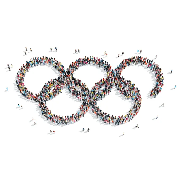 Mensen vorm Olympische ringen sport — Stockfoto