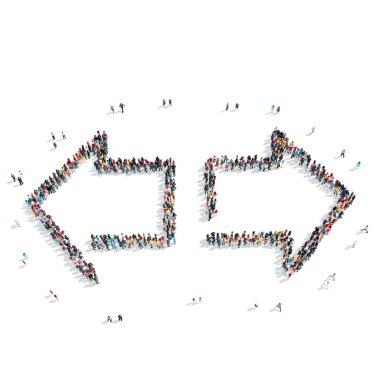 İnsanlar bir ok şeklinde.