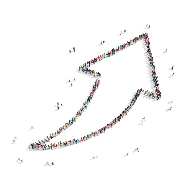 People in the shape of an arrow. — Stock Photo, Image