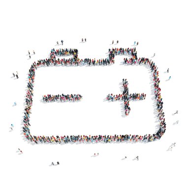 Grup insanlar şekil batarya