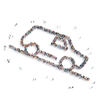 Grup insanlar araba şekil