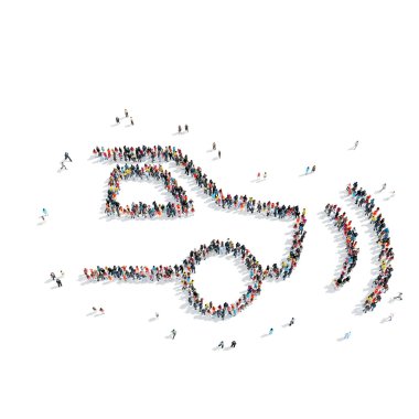 Grup insanlar araba şekil