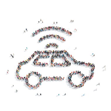 Grup insanlar araba şekil