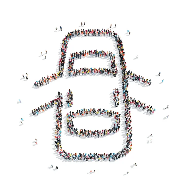 Groep mensen vorm auto — Stockfoto