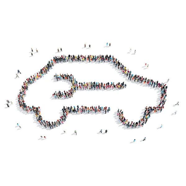 Group  people  shape  car — Stock Photo, Image