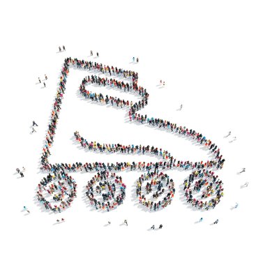 insanlar şekli tekerlekli paten spor