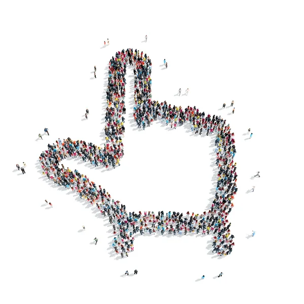 Grupo personas forma mano cursor — Foto de Stock