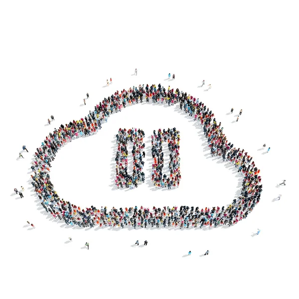 Group  people  shape  cloud — Stock Photo, Image