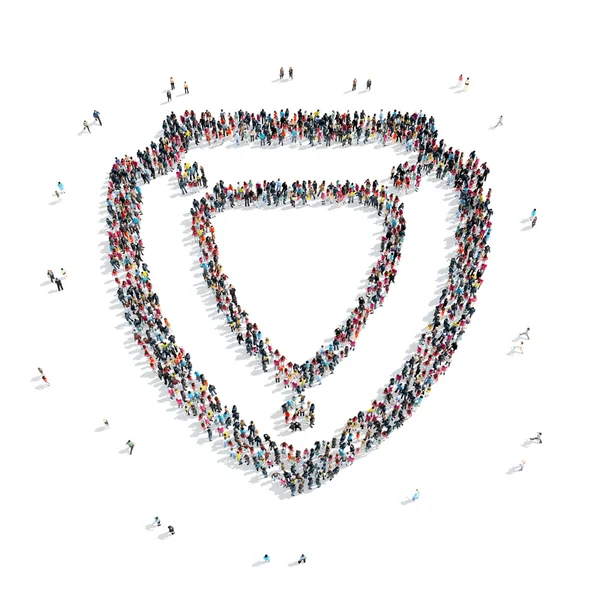 Group  people  shape  shield protection — Stock Photo, Image