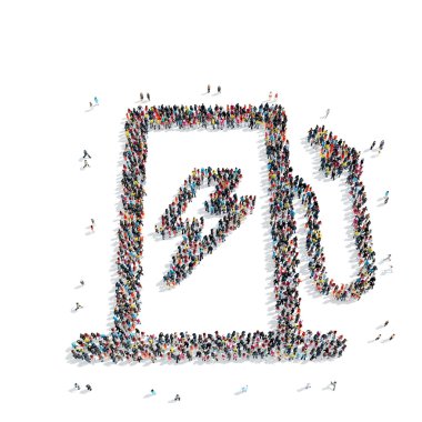 Grup insanlar şekli benzin istasyonu