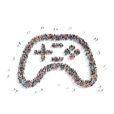 Grup insanlar şekli joystick oyun