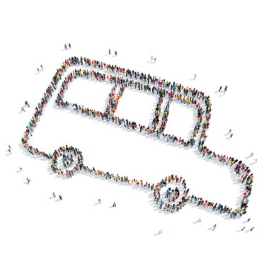 Grup insanlar şekli otobüs çizgi film