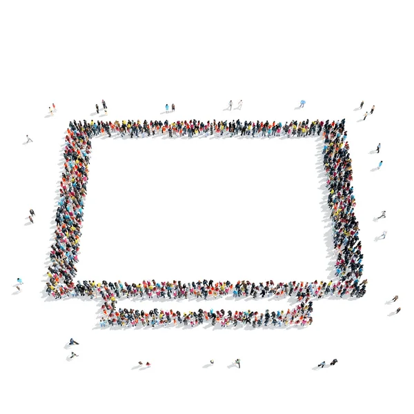 Group  people  shape  television — Stock Photo, Image