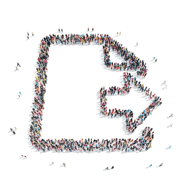 Group  people  shape sheet  letter — Stock Photo, Image