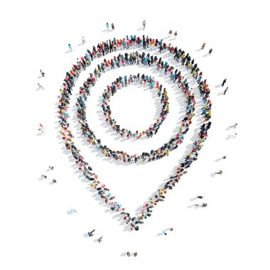 İnsanlar şekil harita işaretçi çizgi film