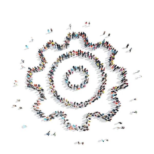 People  shape  cog cartoon — Stock Photo, Image