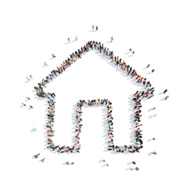 insanlar şekli evi çizgi film